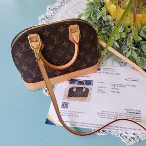 Like New Louis Vuitton Alma BB Monogram Top Handle/Crossbody Bag Authenticated